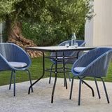 Outdoor Table Patio Table Dining Table with Tempered Glass Umbrella Hole for Lawn Balcony, Yard (Square) - Photo 2