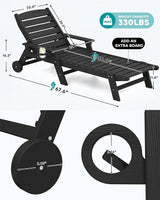 SERWALL Patio Chaise Lounge Chair Set of 4, 5 Positions Adjustable Poly Outdoor Lounger for Pool - Photo 2