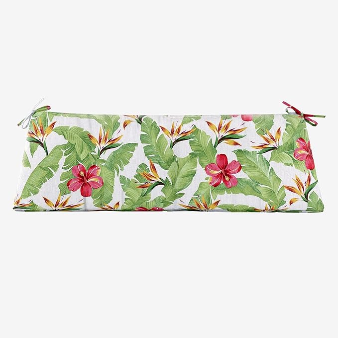 BrylaneHome Bench Cushion - 48" L x 18" W x 3" H - Patio & Outdoor - Water, Stain & Fade Resistant - Hibiscus