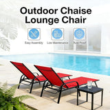 Simple Delxue Folding Chaise Lounge Chair with 5 Reclining Positions, Beach Recliner Chair with Armrests - Photo 6