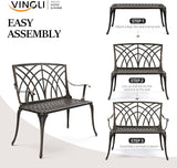 VINGLI 38" Outdoor Metal Bench, Cast Aluminium Garden Bench, Weatherproof Antique Finish Orchid Chair - Photo 6
