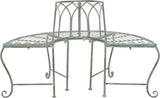 SAFAVIEH Outdoor Furniture Collection – Abia Antique Dark Green Distressed Wrought Iron 50-Inch Curved Tree Bench - Photo 5