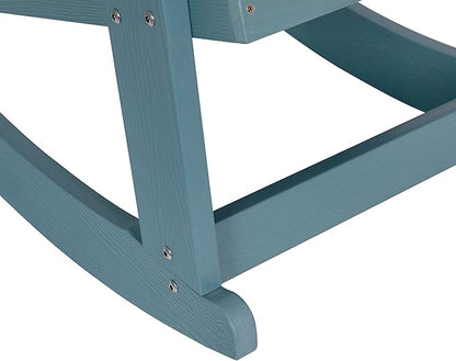 Flash Furniture Savannah Poly Resin Wood Adirondack Rocking Chair - All Weather Sea Foam Polystyrene - Stainless Steel Hardware