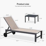 PURPLE LEAF Patio Chaise Lounge Set for 4 Outdoor Pool Lounge Chairs with Adjustable Backrest and Side Tables Aluminum - Photo 3