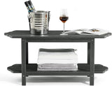 Adirondack Outdoor Patio Table-2 Tier Outside Table Irregular Grey Coffee Table for Garden Indoor Sun Room - Photo 6