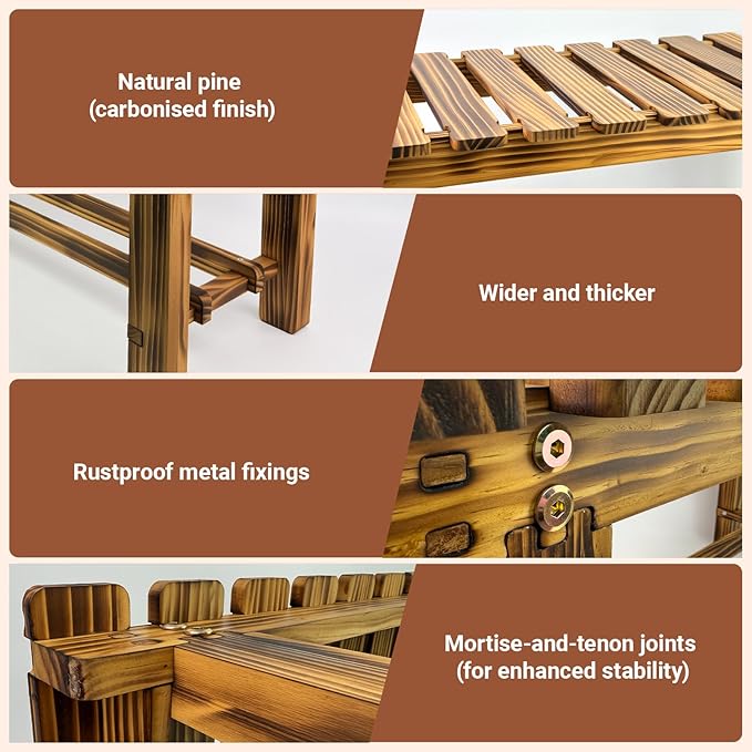 35.5" Outdoor Garden Bench, Weatherproof 2-Person Backless Wooden Bench with Mortise-Tenon Structure – for Garden, Lawn - Photo 6