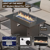Gotland Aluminum Patio Furniture Set with Fire Pit Table - Photo 6