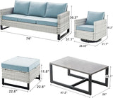 Wicker Outdoor Patio Furniture Set - 8 Piece Patio Conversation Set with 4 Swivel Rocker Chairs, 2 Rattan Ottoman - Photo 2
