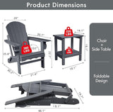 Folding Adirondack Chairs, Oversized HDPE Adirondack Chairs with Side Table and Cup Holder - Photo 2