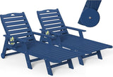 nalone Outdoor Chaise Lounge Chair Set of 2 with Wheels & Cup Holder - Photo 1