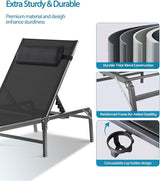 4 Pack Foldable Chaise Lounge Chair with Cup Holder - Photo 5