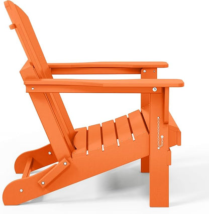 WestinTrends Malibu 4-Piece Set Outdoor Folding Poly Adirondack Chair, Orange