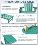 Adjustable Adirondack Chair with Retractable Ottoman Set of 2, HDPE Folding Adirondack Chair with Cup Holder - Photo 6