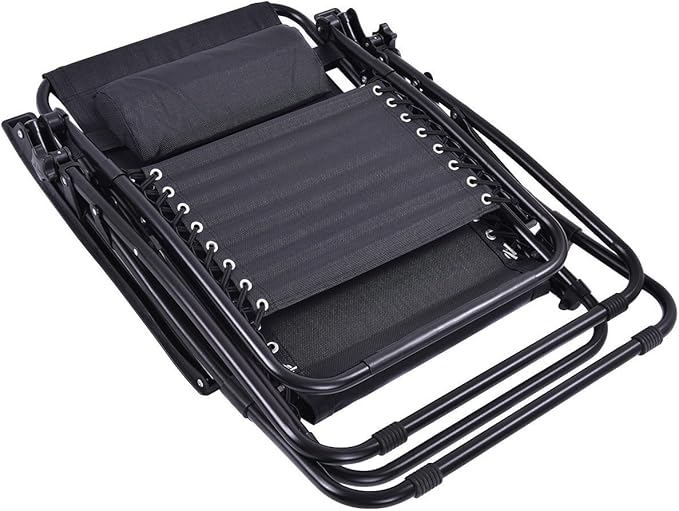 Giantex 2 PCS Zero Gravity Chair Patio Chaise Lounge Chairs Outdoor Yard Pool Recliner Folding Lounge Chair with Cup - Photo 8