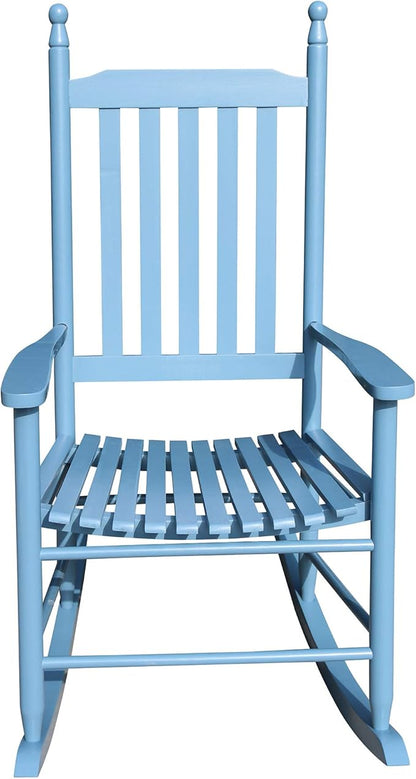 Henf Wooden Rocking Chair Outdoor Porch Rocker Chair, Populus Wood Frame Patio Rocking Chair for Garden, Lawn, Balcony, Backyard, Load Bearing 280 lbs (Blue)