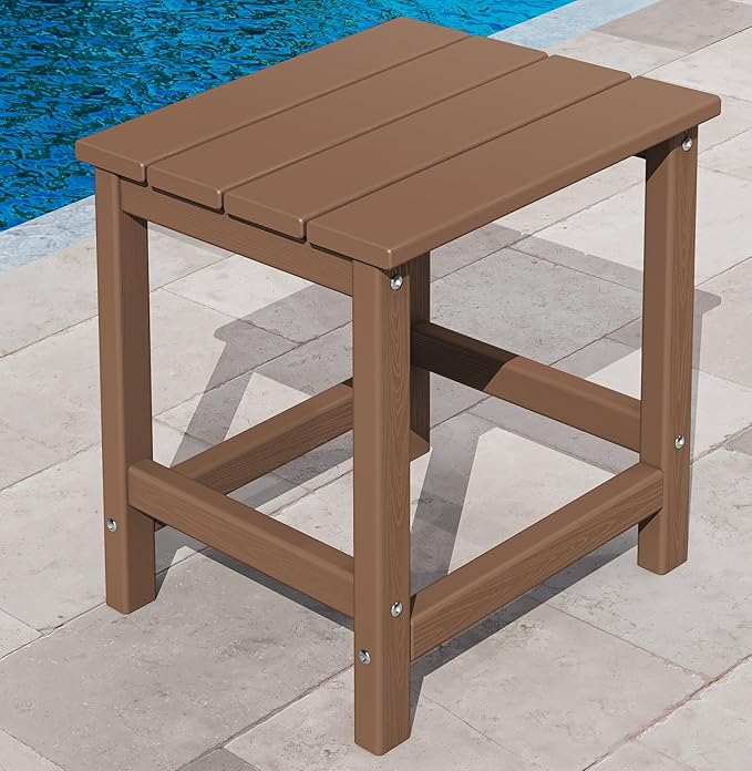 KINGYES Adirondack Outdoor Side Table, Brown - Photo 1