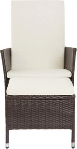 Teamson Home Outdoor PE Rattan Patio Lounge Chair with Pull-Out Ottoman and White Weather-Resistant Cushions Patios - Photo 7