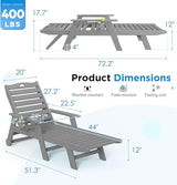 nalone Chaise Lounge Outdoor with 5-Position Adjustable Backrest, HDPE Lounge Chair for Outside Supports Up to 400 LBS - Photo 3