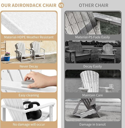 Stackable Adirondack Chairs Set of 2, Space Saving HDPE All-Weather Fire Pit Chair for Outdoor Lawn Porch Deck