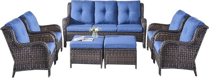 Rilyson Wicker Patio Furniture Set - 7 Piece Rattan Outdoor Sectional Conversation Sets with 1 Sofa - Photo 3