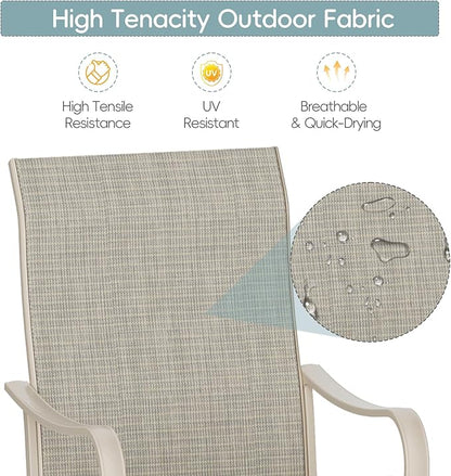 Patio Swivel Chairs Set of 4, Outdoor Dining Chairs with High Back, All-Weather Swivel Rocker Chair with Sturdy Metal Frame for Outdoor Poolside Lawn Garden, Sandshell