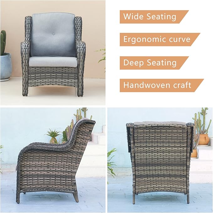Rilyson Outdoor Patio Wicker Furniture Set - 5 Piece Rattan Patio Conversation Sectional Sofa Set with 1 Couch - Photo 4
