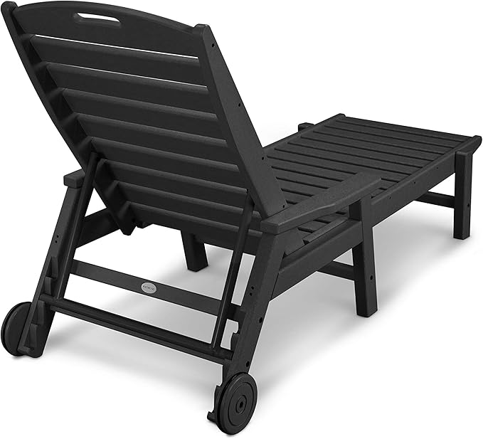 POLYWOOD® Nautical Chaise with Arms & Wheels in Black - Photo 2