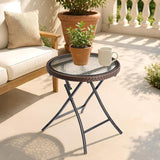 Outdoor Side Table, Round Rattan Patio Side Table - Photo 1