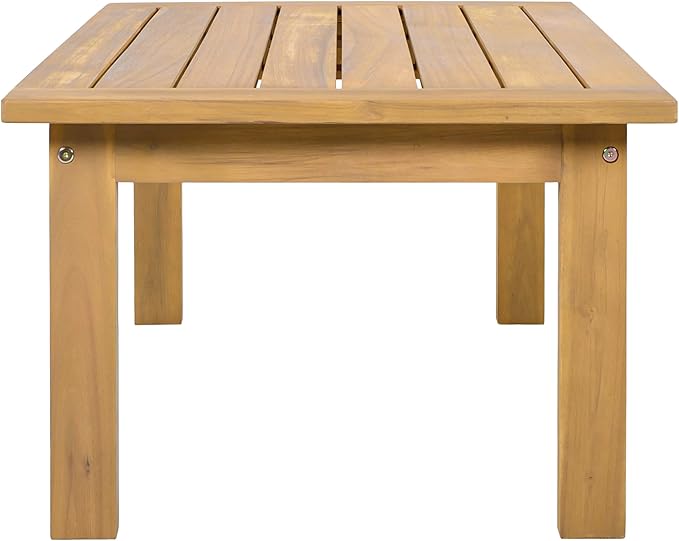 3 Piece Acacia Wood Patio Furniture Set with Coffee Table & Cushions Outdoor Conversation Set with 2 Loveseat for Porch - Photo 6