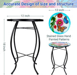 12 Inch Round Butterfly Glass Side Table, Patio Small Table, Outdoor Side Table, Outdoor Bar Table - Photo 3