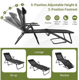 Tangkula 3-Piece Folding Outdoor Chaise Lounge Chair Set, 2 Recliner Chairs & 1 Patio Bistro Table w/Adjustable Backrest - Photo 5