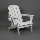 HDPE Folding Adirondack Chair with Cup Holder Outside, Composite Outdoor Chairs with Wood Texture, White - Photo 6