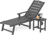 LUE BONA Chaise Lounge Chair with Table, 2-Piece, HDPS Chaise Lounger, 5 Positions Adjustable Lounge Chairs - Photo 1