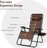 Tangkula Set of 2 Zero Gravity Chair, Folding Patio Lounge Chair Adjustable Outdoor Recliner with Cup Holder - Photo 8