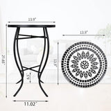 VCUTEKA Mosaic Outdoor Side Table, 14" Round Small Patio Accent Table Indoor End Table for Yard, Garden, Living Room - Photo 3