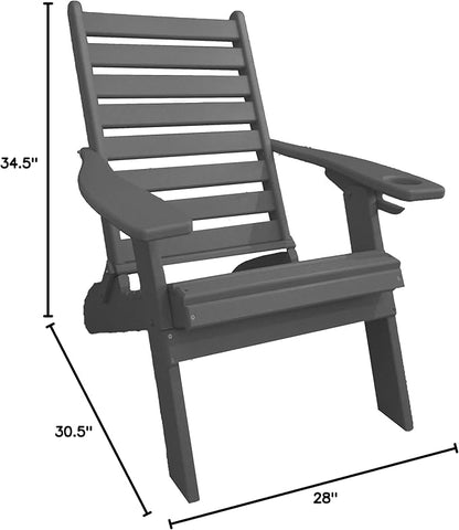 Furniture Barn USA Farmhouse Collection Poly Ladderback Folding Adirondack Chair, Gray