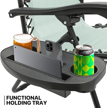 MoNiBloom Zero Gravity Chairs Set of 2 Outdoor Folding Patio Lounge Chairs for Outside Reclining Lawn Chairs Recliner Beach Chairs for Adults, Sage Green