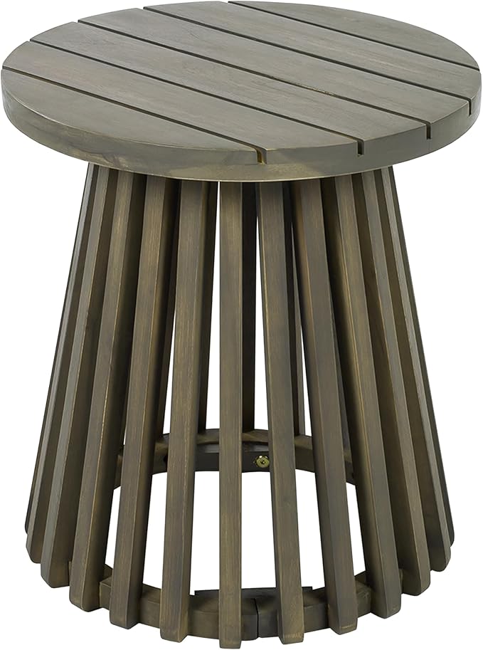Christopher Knight Home Taki Acacia Wood Patio Coffee Table, Round Table with Unique Wooden Base for Backyard - Photo 5