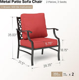 Metal Patio Chair Set of 2 with 5.75" Extra Thick Cushion - Photo 2