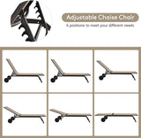 Giantex Lounge Chairs for Outside Patio Chaise Lounges Aluminum Recliner W/Adjustable 6 Backrest Positions and Wheels - Photo 4
