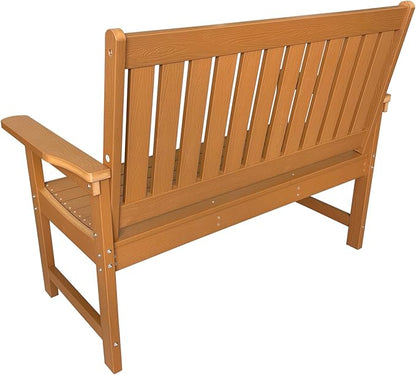 Poly Lumber Outdoor Bench, HIPS All-Weather Bench, Never Rots or Fades, for Patio, Porch, Garden and Park, 700 lbs Weight Capacity (Brown, 44-inch)