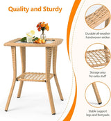 VINGLI Outdoor Side Table with Storage Wicker Patio Side Table - Photo 5