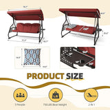 3 Seat Outdoor Porch Patio Swing with Adjustable Canopy& Backrest, Outdoor Swing for Adults - Photo 8