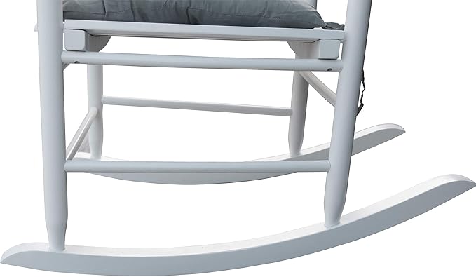 Henf Wooden Rocking Chair Outdoor Porch Rocker Chair, Populus Wood Frame Patio Rocking Chair for Garden, Lawn, Balcony, Backyard, Load Bearing 280 lbs (White)