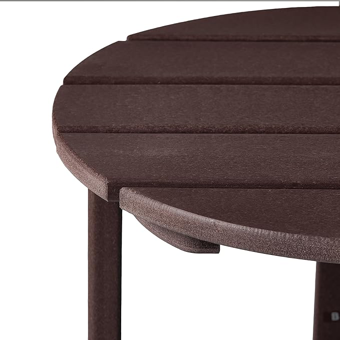 WestinTrends Dylan Adirondack Round Outdoor Side Table, Dark Brown