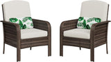 GarveeHome Outdoor Wicker Chairs Set of 2, All-Weather High Back Rattan Patio Furniture - Photo 1