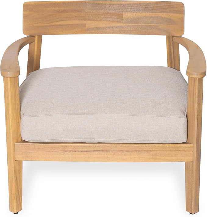 Christopher Knight Home Manny Acacia Wood Patio Accent Chair Set of 2, Wooden Lounge Chair Outdoor - Photo 7
