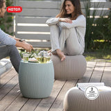 Keter Urban Knit Pouf Ottoman Set of 2 with Storage Table for Patio and Room Décor - Perfect for Balcony, Deck - Photo 7