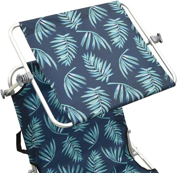 Multicolor Leaf Print Folding Sun Lounger 22.6 x 73.6 in Aluminum Frame Adjustable Backrest Portable Outdoor Chaise for - Photo 7
