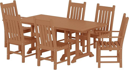 Costaelm Armless Outdoor Chair, Patio Adirondack Chair, HDPE Poly Lumber Waterproof Restaurant Bistro Kitchen Dining Chair for Outside Porch Backyard Garden, Teak